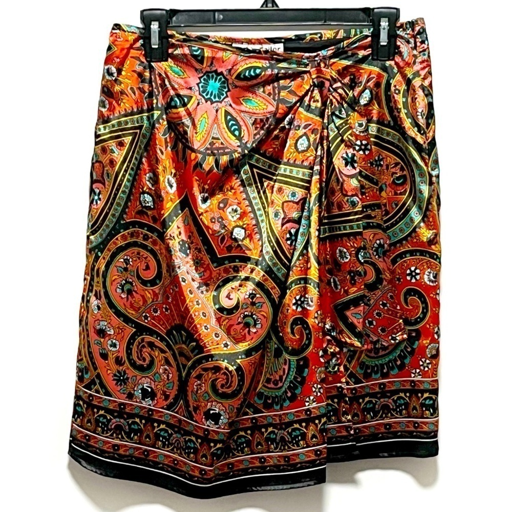 Richie Tailor Luxurious Waterfall Paisley Silky Asian Look chic retro Wrap Skirt